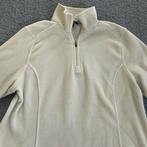 Lands’ End quarter zip fleece, woman’s size L, winter white